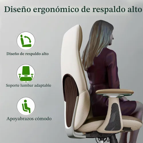 Vista 7 de Silla ejecutiva ergonómica de cuero genuino, respaldo alto de 400 libras