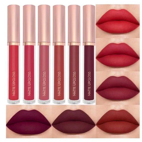 Vista 13 de BestLand Juego de 3 lápices labiales líquidos rojos atrevidos, seductores, brillo de labios mate de larga duración, impermeable, alto pigmento a