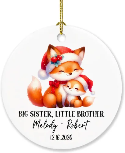 Vista 14 de Sister are Joined - Adorno de Navidad de corazón a corazón, adorno de Navidad personalizado con nombre de hermana, regalo para dos hermanas, adorno