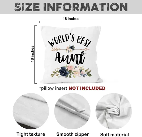 Vista 7 de World's Best Aunt Gifts - Funda de almohada de 18 x 18 pulgadas, funda de almohada de cumpleaños para tía y tía, funda de almohada cuadrada