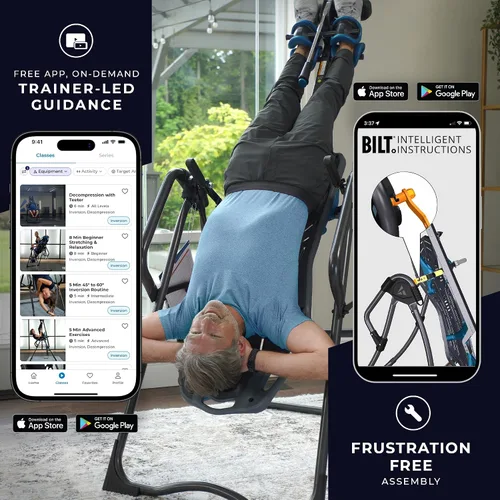 Vista 7 de Teeter FitSpine X3 - Mesa de inversión con accesorios para aliviar el dolor de espalda, bloqueo de tobillo de lujo de fácil alcance, registrada por