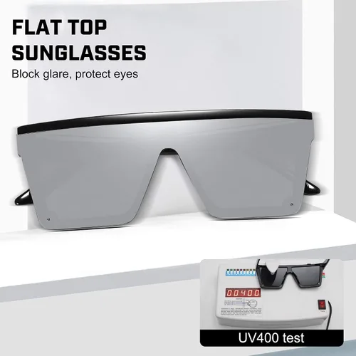 Vista 6 de STORYCOAST Oversized Square Sunglasses for Women Men Fashion Siamese Lens Style Flat Top Shield Shades