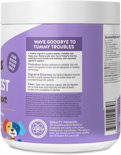 Vista 4 de Jack&Pup - Masticables probióticos para perros, masticables probióticos para perros pequeños y medianos, Pro-Digest Bark Buddies (hasta 40 libras)