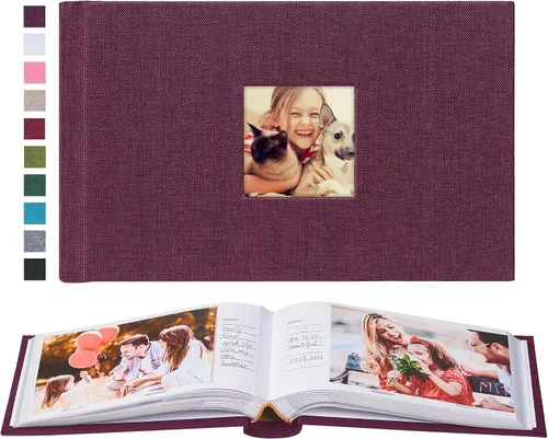 Vista 26 de Mublalbum - Pequeño álbum de fotos 4x6 con cubierta de lino y áreas de notas, libro de fotos con bolsillos verticales para boda, familia, bebé