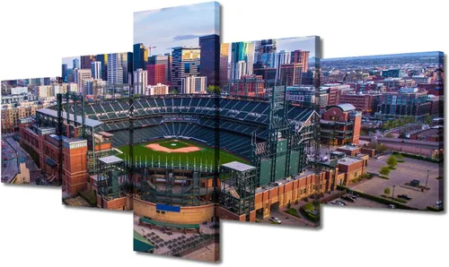 Vista 84 de Busch Stadium Baseball Home Decor St. Louis, Missouri Cityscape - Pósteres e impresiones artísticas de pared de 5 piezas de estadios de béisbol