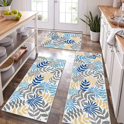 Vista 9 de Bsmathom Conjunto de Alfombras de Cocina Boho 3 Piezas, Alfombra de Cocina Antideslizante de Estilo Granja, Alfombras de Cocina Lavables