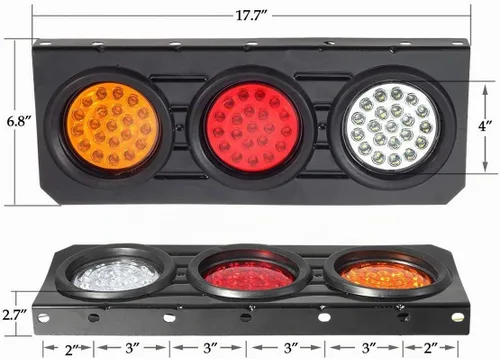 Vista 3 de Partsam Kit de barras de luces traseras de remolque de camión de 63 luces LED para remolque, luz trasera de freno de señal de giro de parada