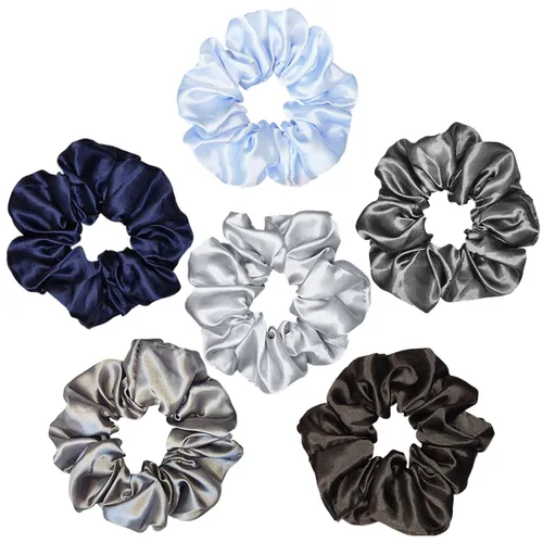 Vista 4 de 6 coleteros de seda satinada – Ligas suaves para el cabello, bandas para el cabello de moda, lazos, pulseras elásticas y soportes para cola