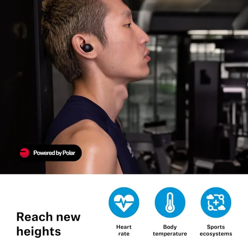 Vista 4 de Sennheiser Momentum Sport - Auriculares con ajuste de sonido deportivo y ANC adaptativo, ajuste seguro, duración de la batería de 24 horas, Negro