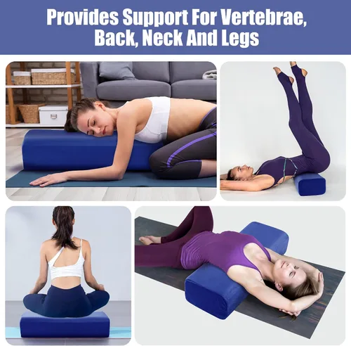 Vista 5 de MABOZOO Almohada de yoga, esponja de triple capa, cojín rectangular de yoga con asa de transporte, almohada de meditación con funda lavable