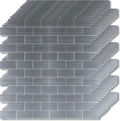 Vista 6 de XUANINY Azulejos de metal para salpicaduras de despegar y pegar, adhesivo de pared 3D de mosaico de aluminio autoadhesivo para cocina