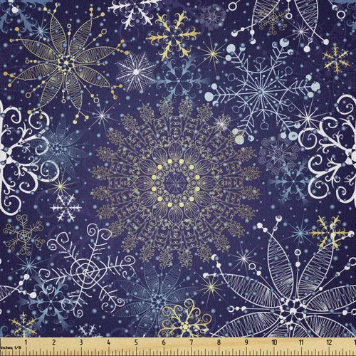 Vista 38 de Ambesonne Tela Navideña por Yarda, Tema Navideño Colorido Vivo Piñas de Pino Ramas Hombre de Jengibre Imagen de Bayas Estampada, Tela de Punto