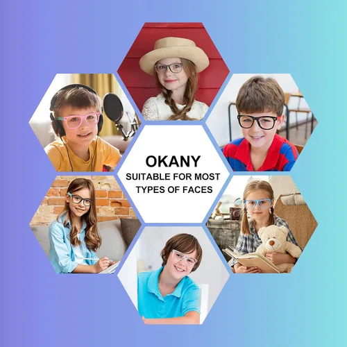 Vista 6 de Okany Gafas de luz azul para niños, paquete de 3 lentes de bloqueo de luz azul para adolescentes, niños y niñas de 3 a 10 años, pantalla de Gris
