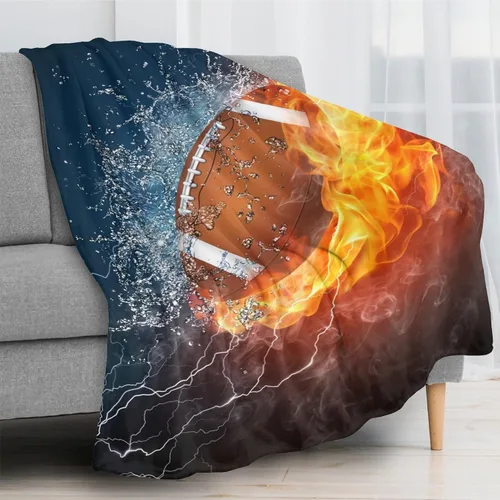 Vista 3 de Manta de Tiro de Fútbol Americano Deporte Genial, Súper Suave y Cálida, Mantas de Cama para Sofá, Dormitorio, Oficina, Automóvil, Manta de Franela