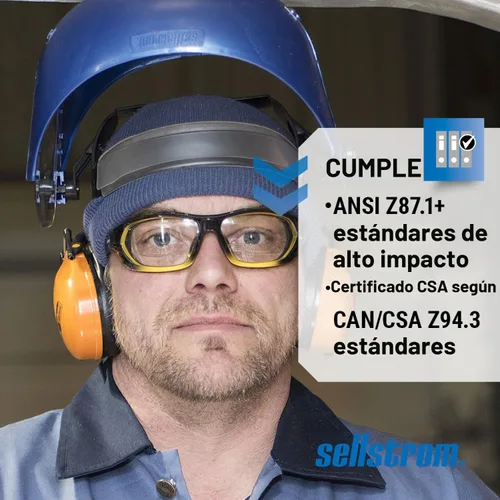 Vista 6 de Sellstrom SRX - Gafas de seguridad, gafas protectoras, antiniebla, lentes transparentes, patillas comoldeadas con revestimiento duro, S70000 Tinte