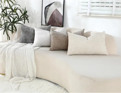 Vista 6 de Stellhome - Juego de 2 fundas de cojín decorativas con textura trenzada de chenille suave, fundas de acento de lujo para sala de estar, sofá, cama