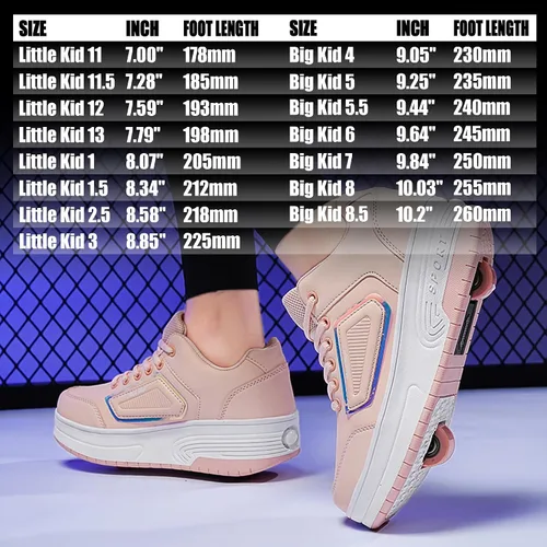Vista 6 de Wooowyet - Zapatos con ruedas recargables para patinar para niños, unisex, con luces LED, moda