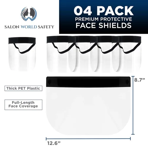 Vista 2 de Salon World Safety - Protectores faciales negros – Protector facial completo ultra transparente para proteger los ojos, la nariz y la boca