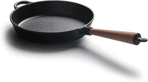Vista 2 de LI-GELISI Plancha redonda de hierro fundido pre-sazonada, 10.2 pulgadas, antiadherente, apta para horno