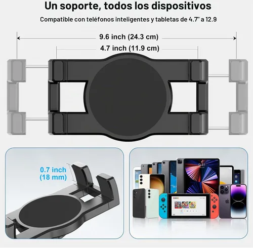 Vista 5 de Soporte de tableta industrial para camión y vehículo, base de taladro resistente, soporte para iPad para automóvil, brazo de aluminio ajustable