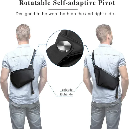 Vista 5 de NIID -FINO - Bolsa compacta EDC 4 mochila cruzada minimalista en el pecho para hombres y mujeres mochila ligera y delgada para uso táctico viajes