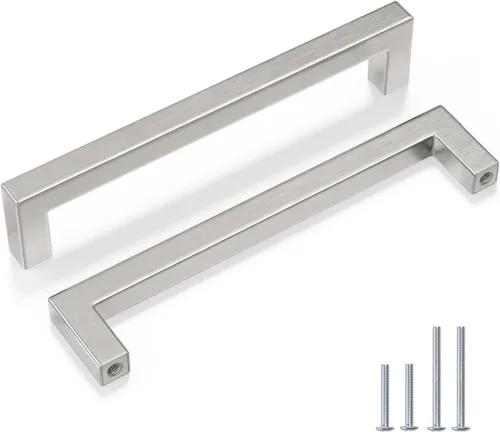 Vista 9 de Goldenwarm 1 paquete de manija cuadrada negra para cajones de gabinete de barra, de acero inoxidable, herrajes modernos para gabinetes de cocina