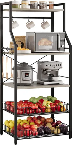 Vista 9 de IDEALHOUSE Estante para hornear de cocina, soporte para horno de microondas Negro (Rustic Black)