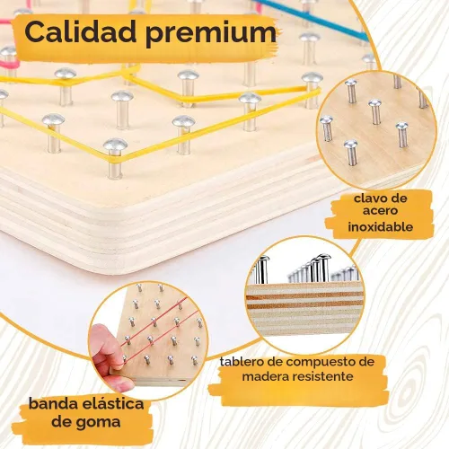 Vista 5 de Panda Brothers Tablero geométrico de madera - Juguetes Montessori para niños de 3, 4 y 5 años y niños pequeños, juguete educativo con 30 tarjetas