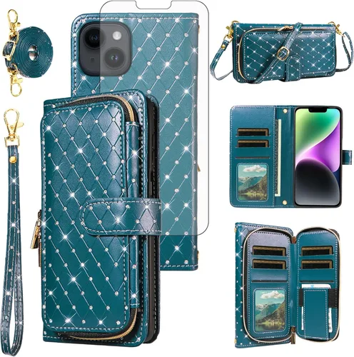 Vista 21 de Funda para teléfono iPhone 6 6S con cremallera y protector de pantalla con protector de pantalla, correa de cordón cruzado, ranura para iPhone 6 Six