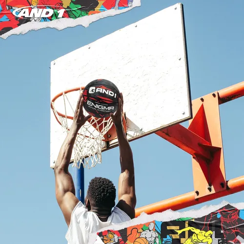 Vista 3 de AND1 Enigma - Baloncesto de goma, tamaño reglamentario oficial 7 (29.5 pulgadas), pelota de baloncesto urbano de construcción de canal profundo, Rojo
