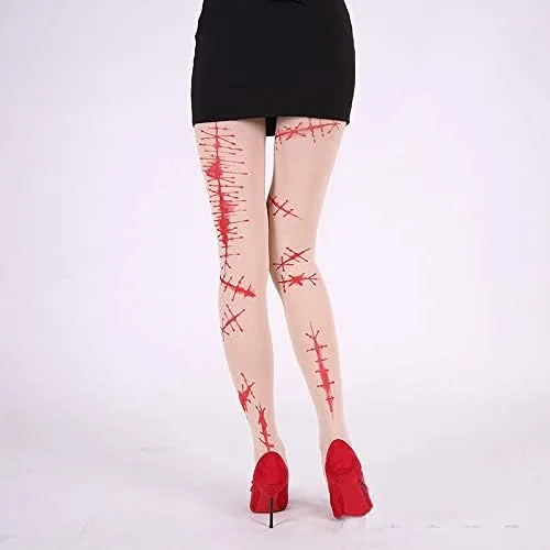 Vista 2 de DONCIDAY Halloween Tights Halloween Leggings Double-Sided Print Costume & Dress Up Stockings Socks for Women Girls
