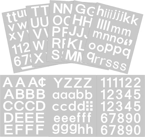 Vista 15 de Outus 8 hojas de calcomanías de letras de vinilo, autoadhesivas, números para buzón, letras del alfabeto, para medias de Navidad, álbumes de Negro