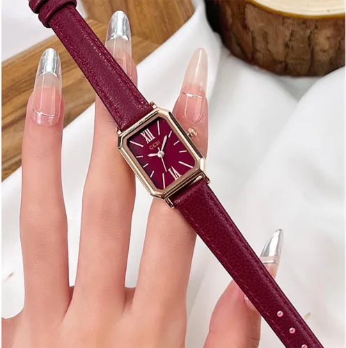 Vista 4 de TOOCAT Reloj de Pulsera para Mujer Mini Ultradelgado Elegante Cuadrado de Cuarzo con Correa de Cuero 30M Relojes Analógicos Impermeables