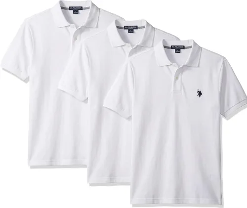 Vista 46 de Polo de piqué de algodón sólido para hombre con pequeño Pony Gris jaspeado