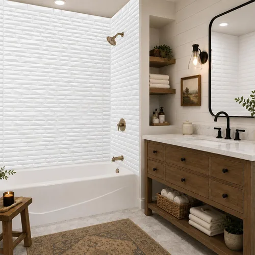 Vista 13 de Vista - Paneles de pared para bañera y ducha Surround - Blanco brillante