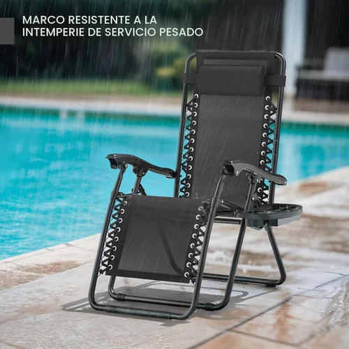 Vista 10 de Magshion Zero Gravity - Silla de camping reclinable, color negro