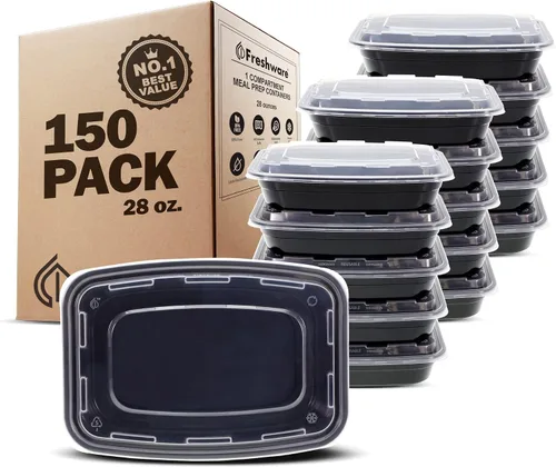 Vista 11 de Freshware - Contenedores de preparación de comida [15 unidades] con 1 compartimento para almacenar comida, con tapas, caja Bento, libre de bisfenol