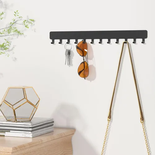 Vista 6 de Bussdis Organizador de Collares - Organizador de Joyería Colgante, Autoadhesivo, Montaje en Pared, Paquete de 2, Negro