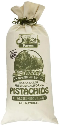 Vista 8 de Setton Farms - Pistachos Premium de California Tostados en Seco con Sal Marina, Bolsa de Regalo Grande de Arpillera 14 onzas