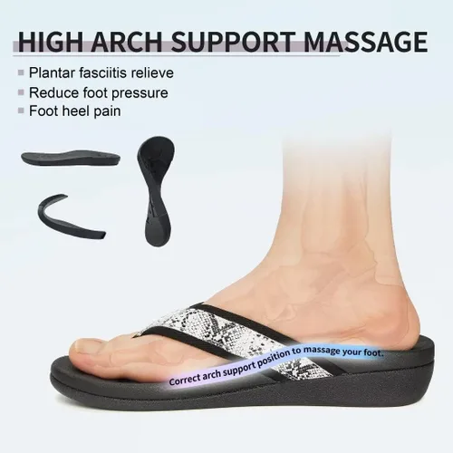 Vista 3 de Sandalias ortopédicas para mujeres, sandalias de fascitis plantar para pies planos con soporte de arco estilo pata de gallo, sandalias para caminar