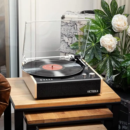 Vista 2 de Victrola Eastwood – Reproductor de discos Bluetooth – Tocadiscos de 3 velocidades, cartucho MM premium, transmisión de vinilo para transmisión
