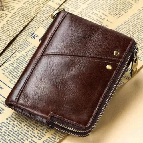 Vista 3 de XWWDP - Billetera multiusos de cuero antirrobo, cartera vertical multifunción con doble cremallera, monedero casual de moda
