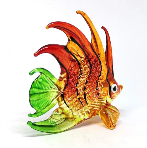 Vista 3 de Acuario Artesanía Tailandesa Coleccionable Mini Figura De Peces De Vidrio Soplado A Mano Decoración Hand-blown glass, 2.5 in tall, for coastal
