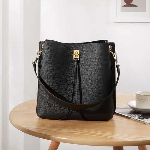Vista 3 de BOSTANTEN Bolsos de cuero para mujer, bolsos de mano de diseñador para mujer, bolso cruzado de hombro para el trabajo diario, Bolsas de cubo