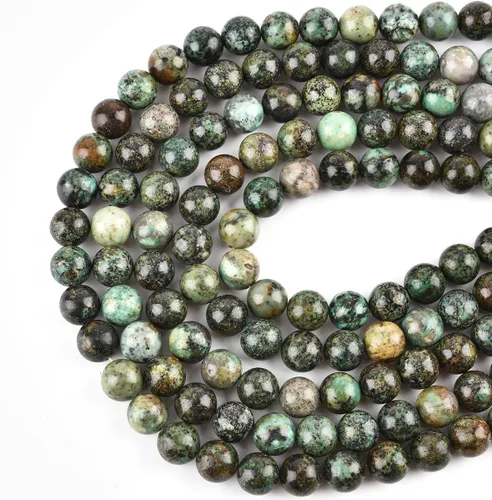 Vista 4 de Cuentas redondas africanas de turquesa natural de 4 mm para hacer joyas, piedras preciosas naturales, hebra semipreciosa, 15 pulgadas