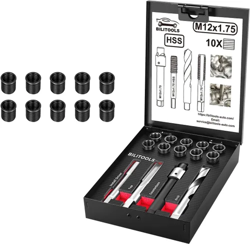 Vista 10 de BILITOOLS Kit de reparación de rosca M6 x 1.0 con inserto de buje sólido