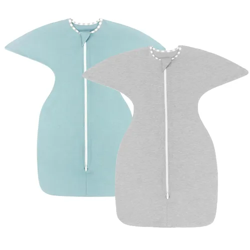 Vista 6 de PuppyPaws - Saco de dormir para bebé, 1.5 TOG, envolvente de transición con mangas largas con brazos hacia arriba y puños de manoplas, saco de Verde