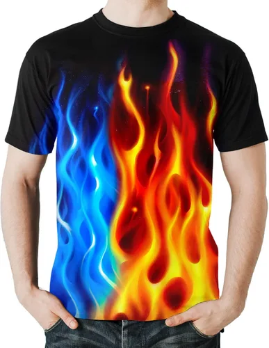 Vista 3 de Camisetas unisex con estampado 3D de manga corta y cuello redondo para hombre y mujer