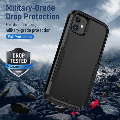 Vista 3 de Funda protectora para iPhone 11 de 6.1 pulgadas, con protector de pantalla, probada contra caídas de grado militar, resistente y resistente a prueba