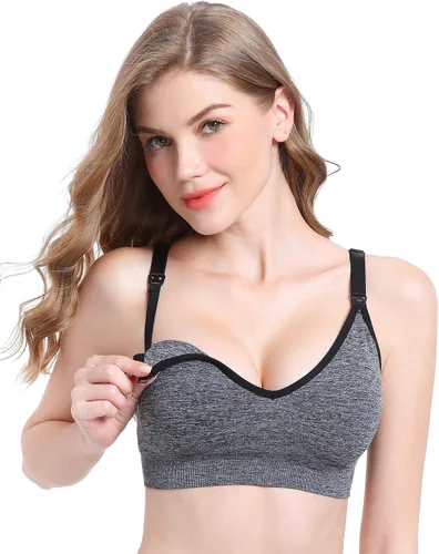Vista 2 de Suekaphin - Brasier de lactancia sin varillas, con cuello en V profundo, brasier de lactancia para maternidad, bralette para dormir y amamantar